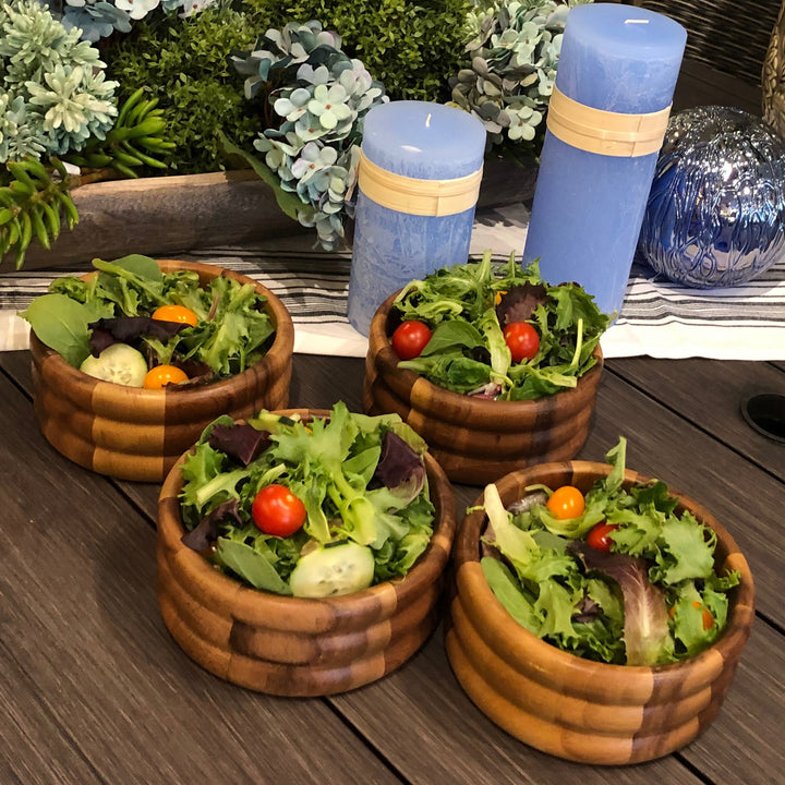 Set of 4 Acacia Wood Salad Bowls