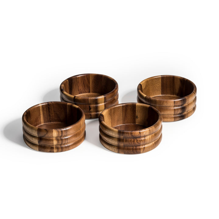 Set of 4 Acacia Wood Salad Bowls